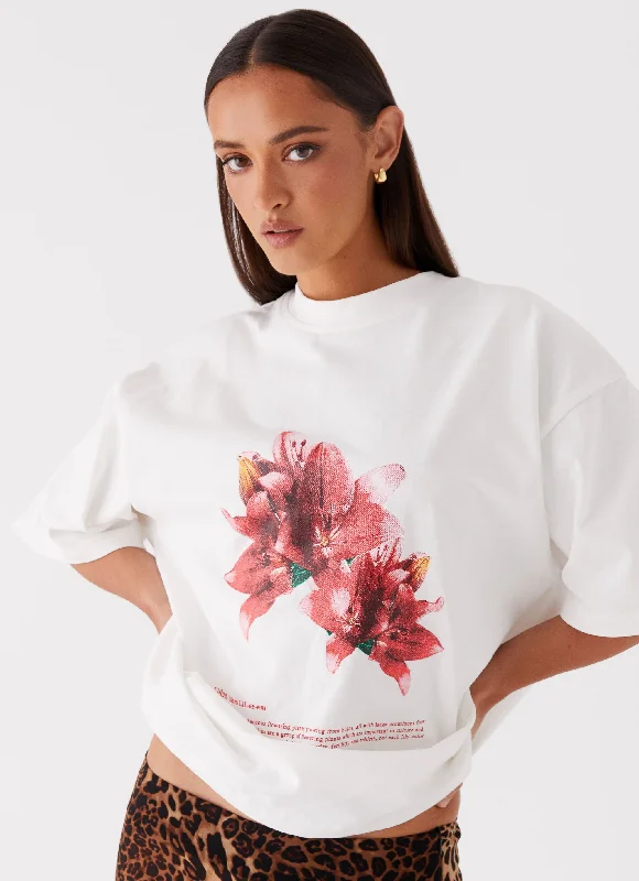 Born To Have Fun Oversized Graphic Tee - Tulip