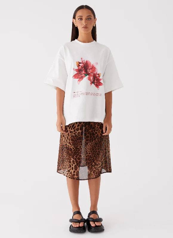 Born To Have Fun Oversized Graphic Tee - Tulip