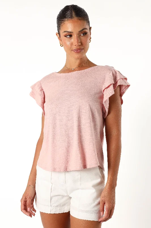 Franky Frill Sleeve Tee - Dusty Pink