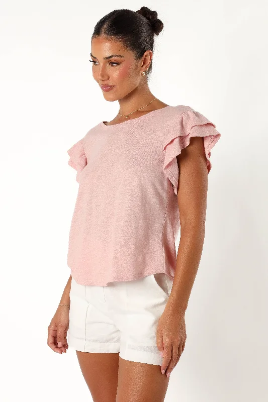 Franky Frill Sleeve Tee - Dusty Pink