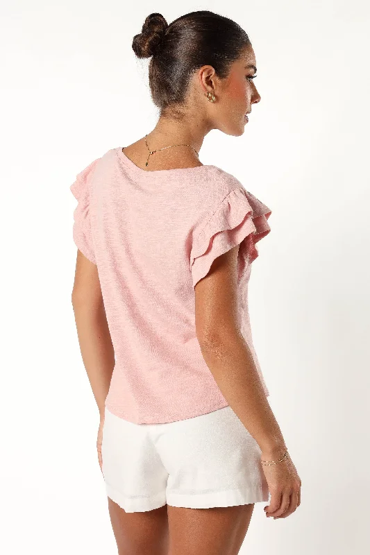 Franky Frill Sleeve Tee - Dusty Pink