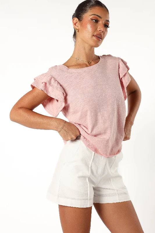 Franky Frill Sleeve Tee - Dusty Pink