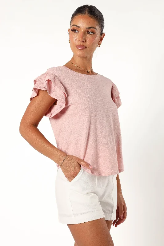 Franky Frill Sleeve Tee - Dusty Pink