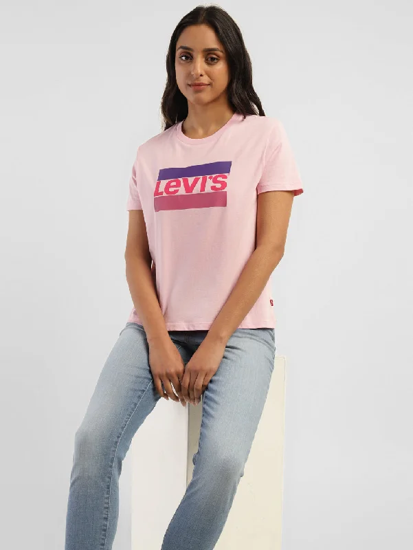 Women's Brand Logo Round Neck T-shirt