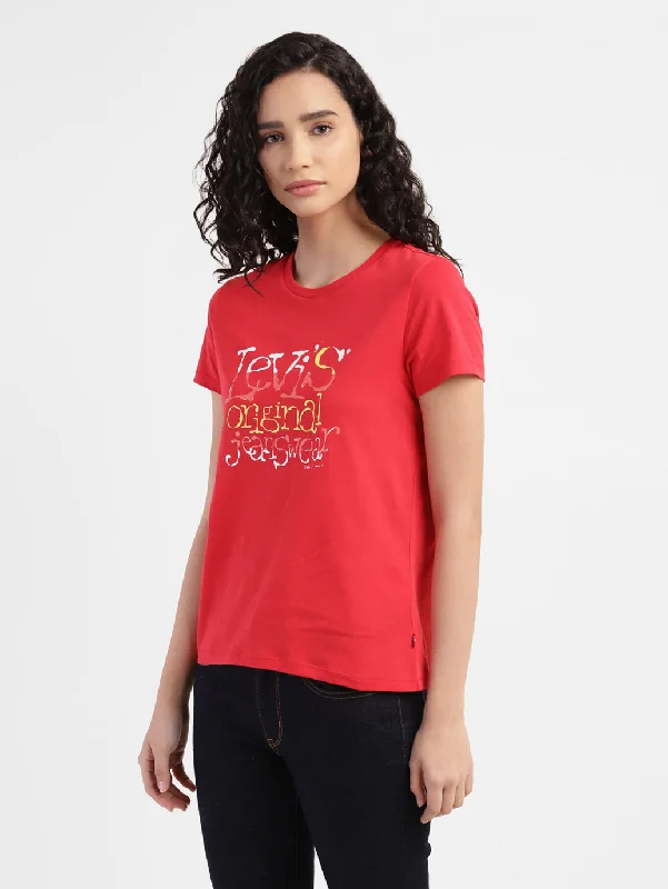 Women's Brand Logo Round Neck T-shirt