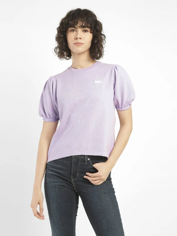 Women's Self Design Round Neck Top