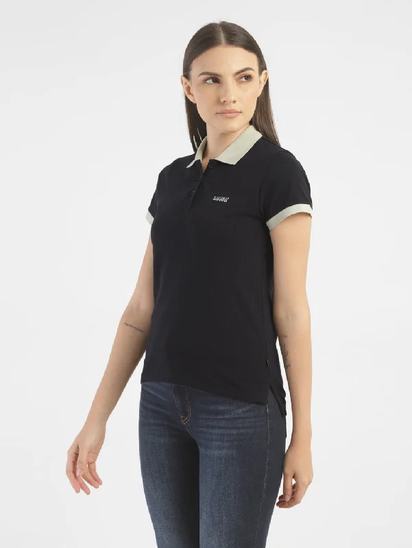 Women's Solid Polo T shirt