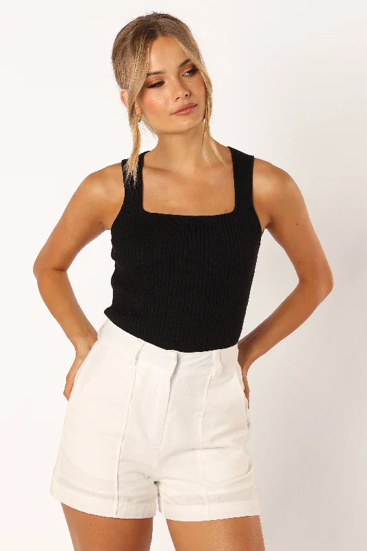 Yara Rib Knit Top - Black