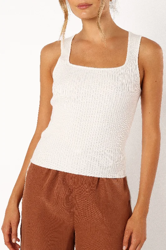 Yara Rib Knit Top - White