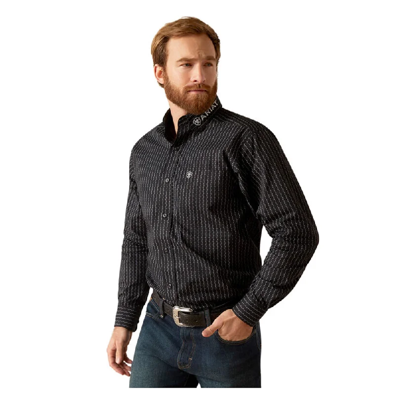 10046287 Ariat Men's Woodson TEAM Fitted Long Sleeve Shirt - Black