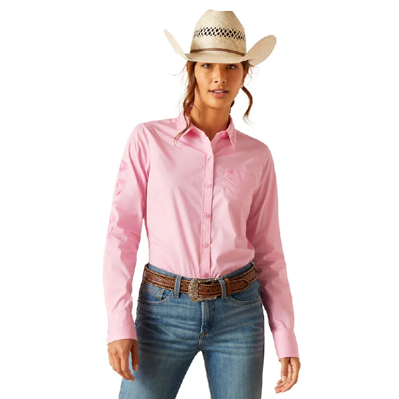 10048754 Ariat Women's Wrinkle Resist Team Kirby Long Sleeve Stretch Shirt - Prism Pink