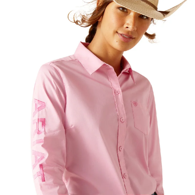 10048754 Ariat Women's Wrinkle Resist Team Kirby Long Sleeve Stretch Shirt - Prism Pink