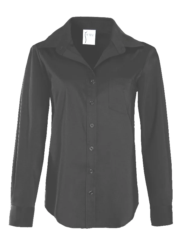 Alex Silky Poplin Black Blouse