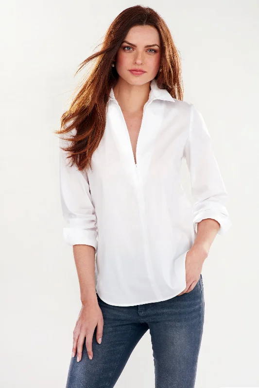 Endora Long Sleeve 1/2 Zip Shirt White