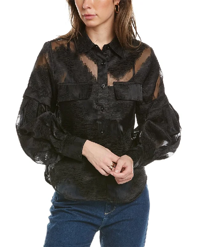 Gracia Embroidered Sheer Blouse