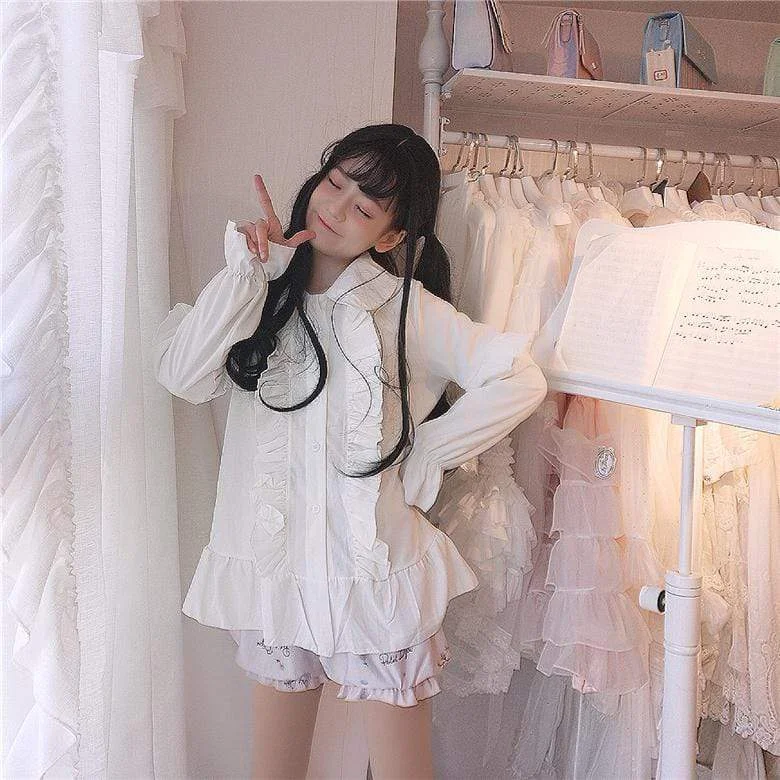 Harajuku Ruffles Long Sleeved Shirt