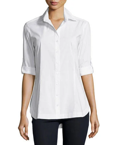 Joey White Silky Poplin Blouse