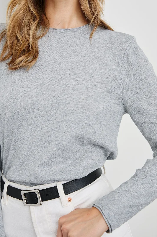 LONG SLEEVE CREW NECK T-SHIRT - HEATHER GREY