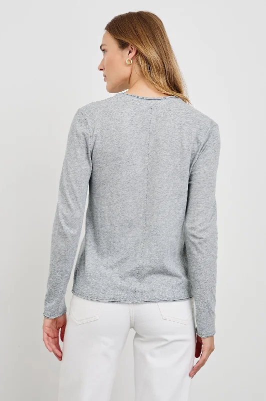 LONG SLEEVE CREW NECK T-SHIRT - HEATHER GREY