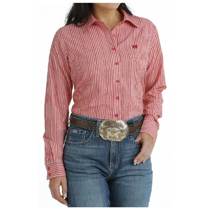 MSW9163023 Cinch Women's ArenaFlex Long Sleeve Western Shirt - Red Print