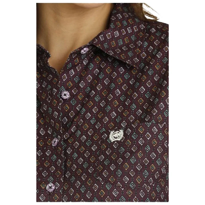 MSW9163028 Cinch Women's Long Sleeve ArenaFlex Button Shirt - Purple Print