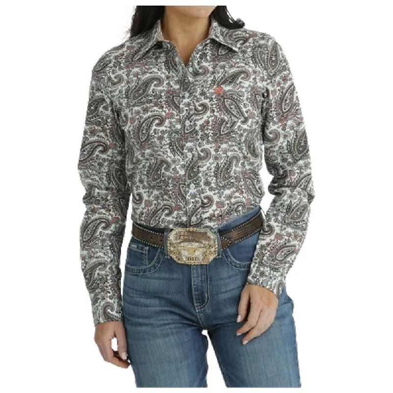 MSW9164218 Cinch Women's Long Sleeve Button Shirt - Light Blue Paisley