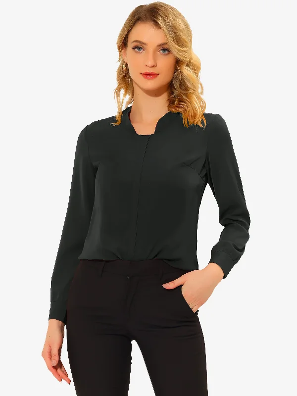 Work Top Elegant Solid Long Sleeve Office Shirt