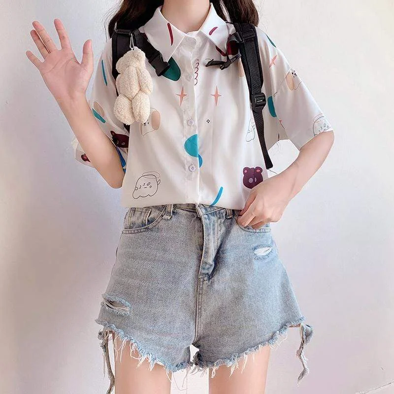 Women's Cute Cartoon Printed Shirts