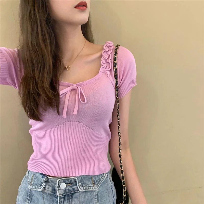 Women's Cute Solid Color Square Collar Shirts