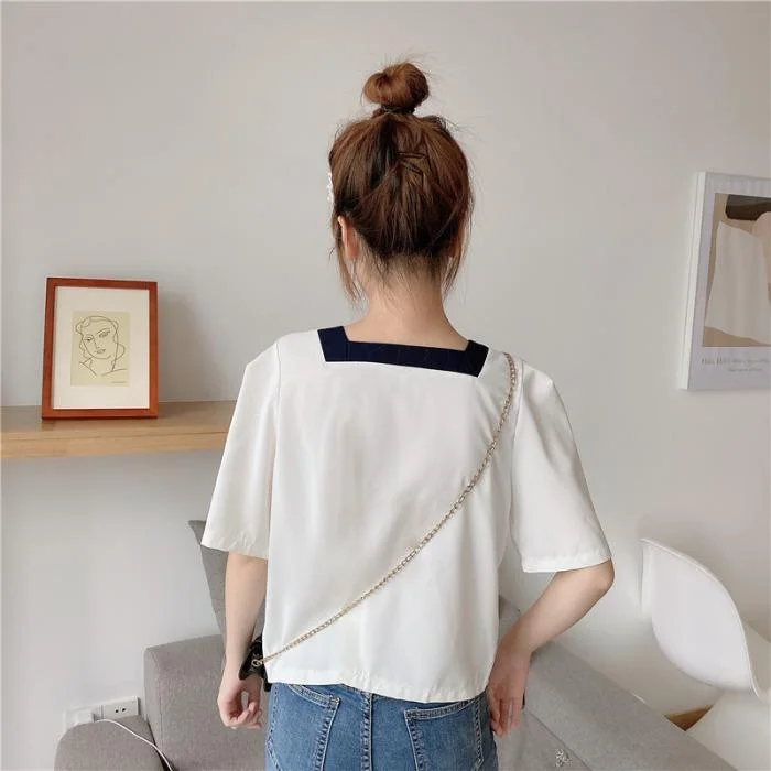 Women's Kawaii Double Breasted Square Collar Shirts