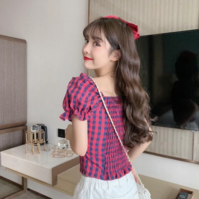 Women's Kawaii Slim Fitted Plaid Shirts