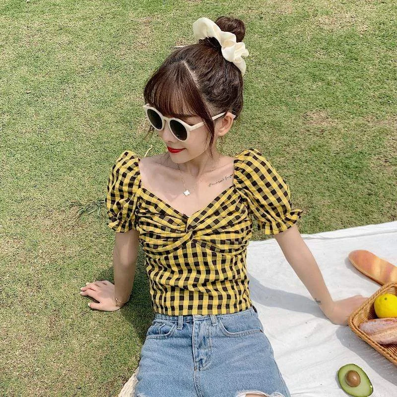 Women's Kawaii Slim Fitted Plaid Shirts