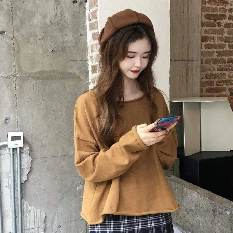 Women's Korean Fashion Long Sleeved Loose Shirts