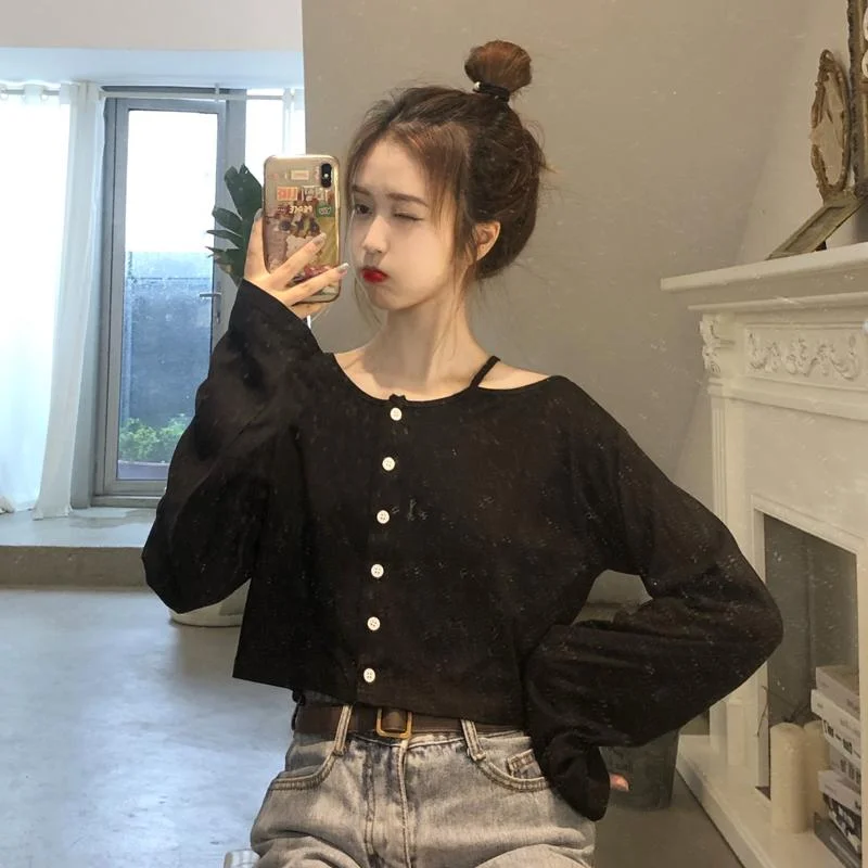 Women's Lovely Cutout Long Sleeved Shirts