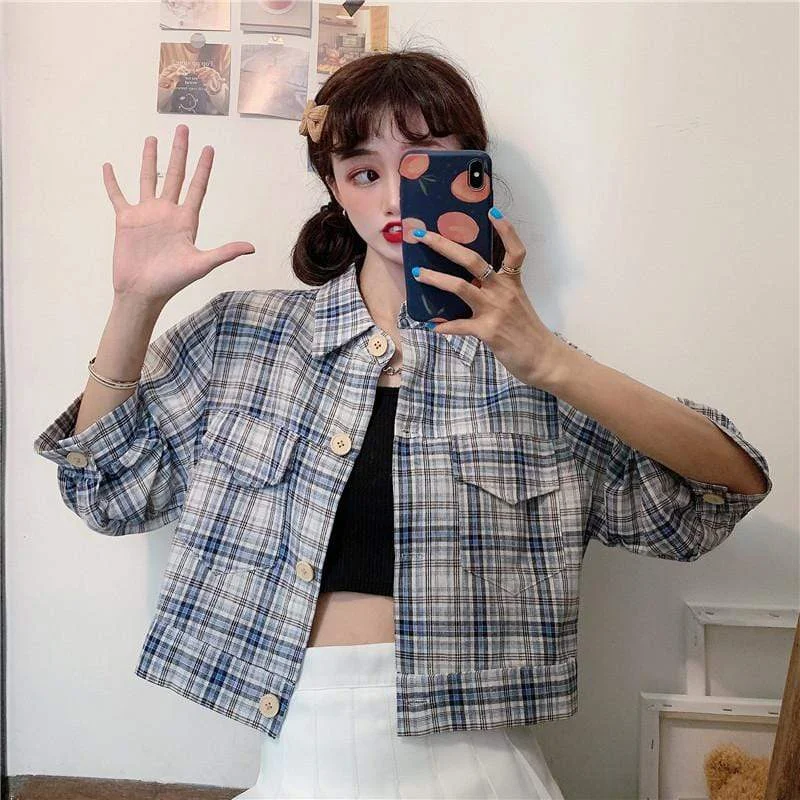 Women's Lovely Retro Plaid Loose Shirts