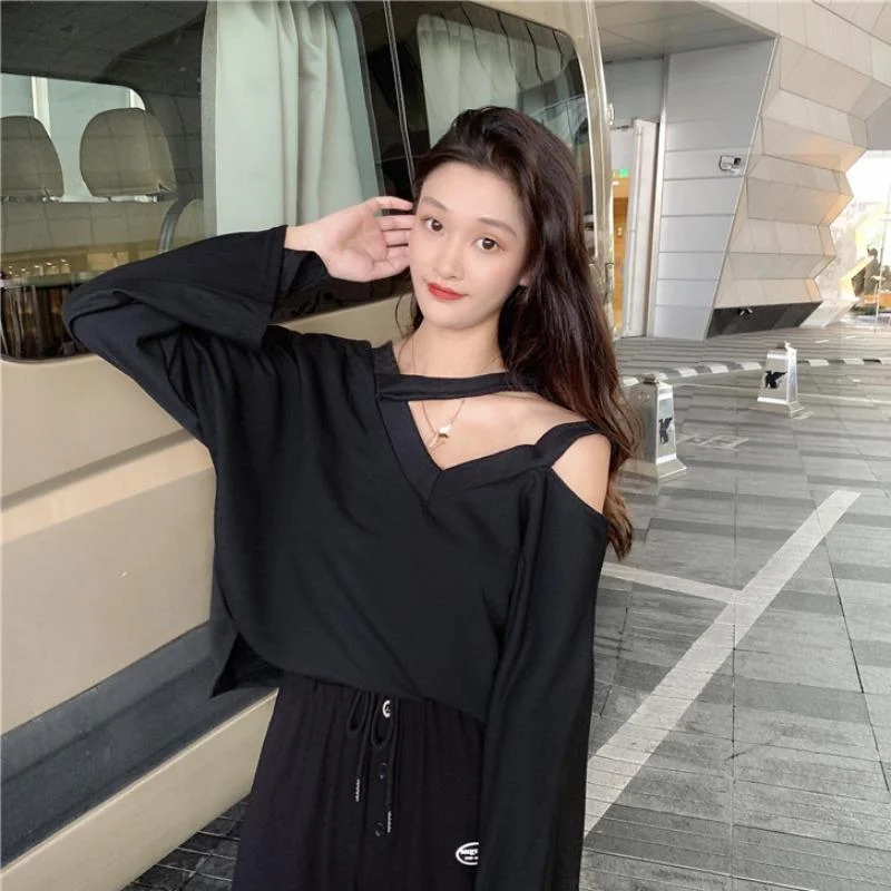 Women's Pure Color Cutout Long Sleeved Shirts