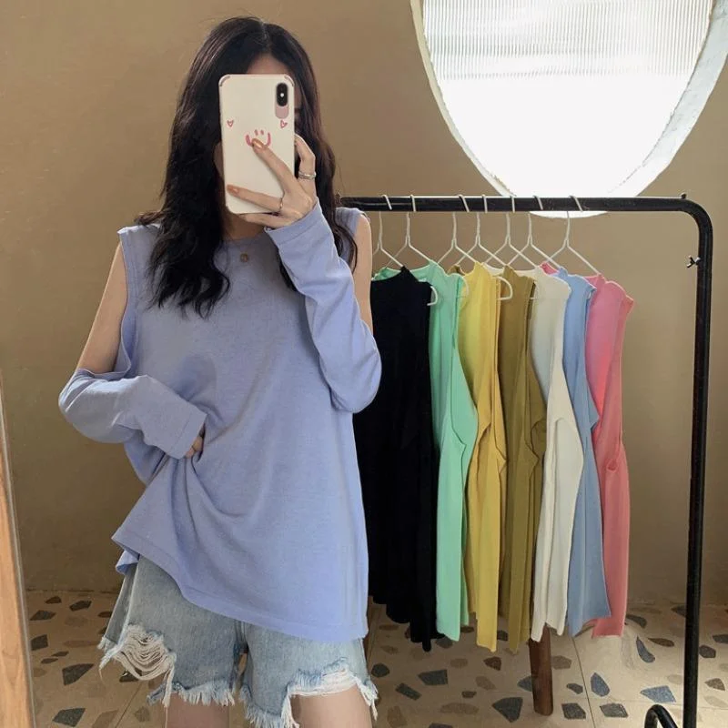 Women's Round Collar Hollow Out Shirts