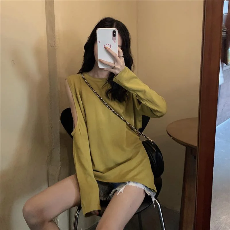 Women's Round Collar Hollow Out Shirts