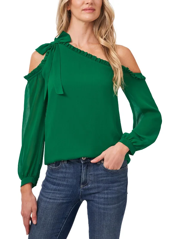 Womens Ruffled Asymmetrical Blouse