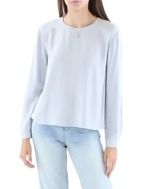 Womens Silk Crewneck Blouse