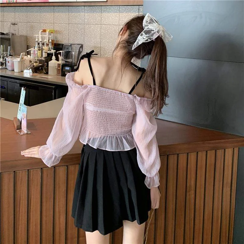 Women's Sweet Off-Shoulder Gauze Shirts