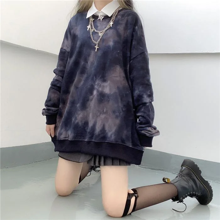 Women's Sweet Tie Dye Long Sleeved Maxi Shirts