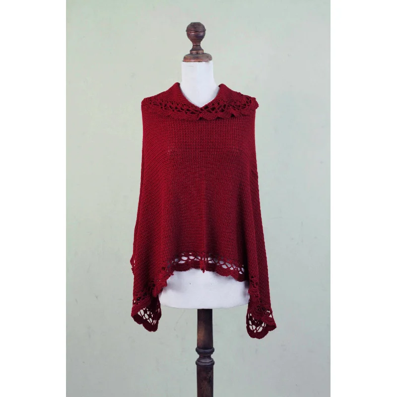 Arequipa Red Alpaca Blend Poncho