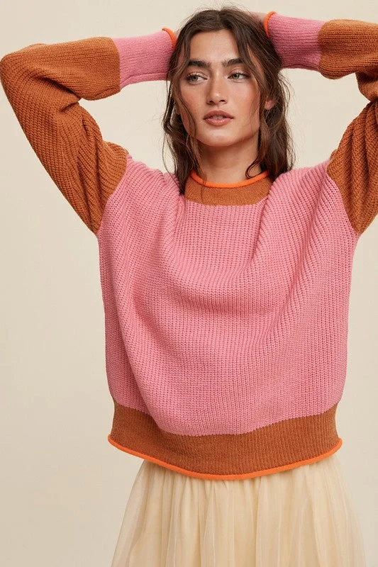 Harper Color Block Ribbed Knit Sweater