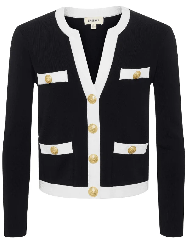 L'Agence Estafania Contrast Trim Cardigan