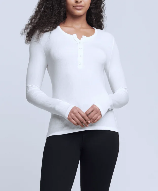 L'Agence Faith Long Sleeve Henley Tee