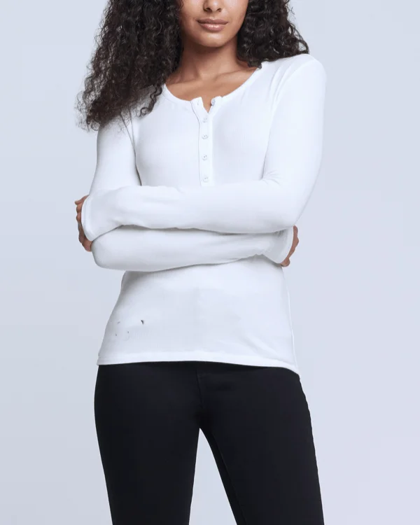 L'Agence Faith Long Sleeve Henley Tee