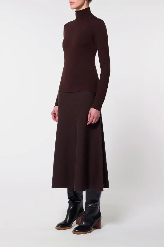 May Knit Turtleneck in Chocolate Merino Wool Cashmere