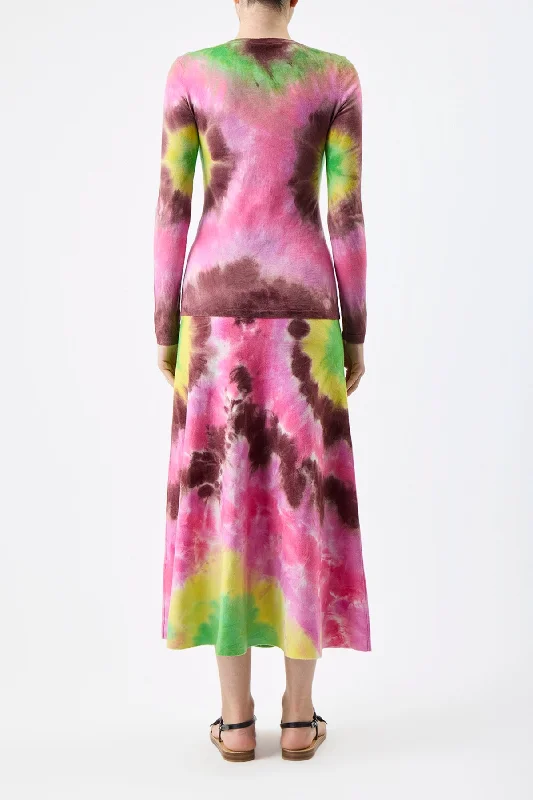 Miller Knit Sweater in Multi Tie Dye Cashmere