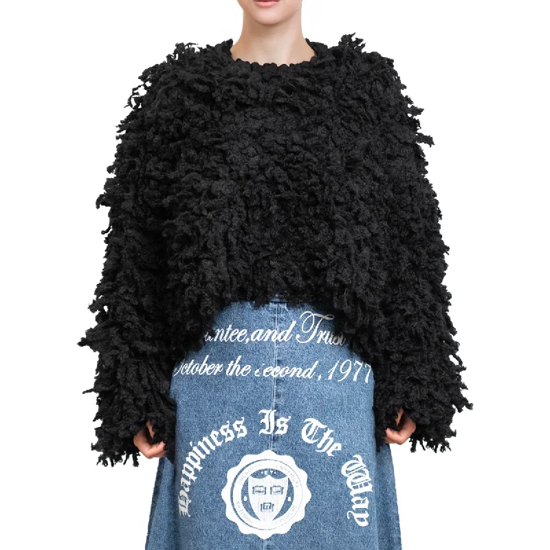 Sweater with ""Boucle Meta fur"" concept Black